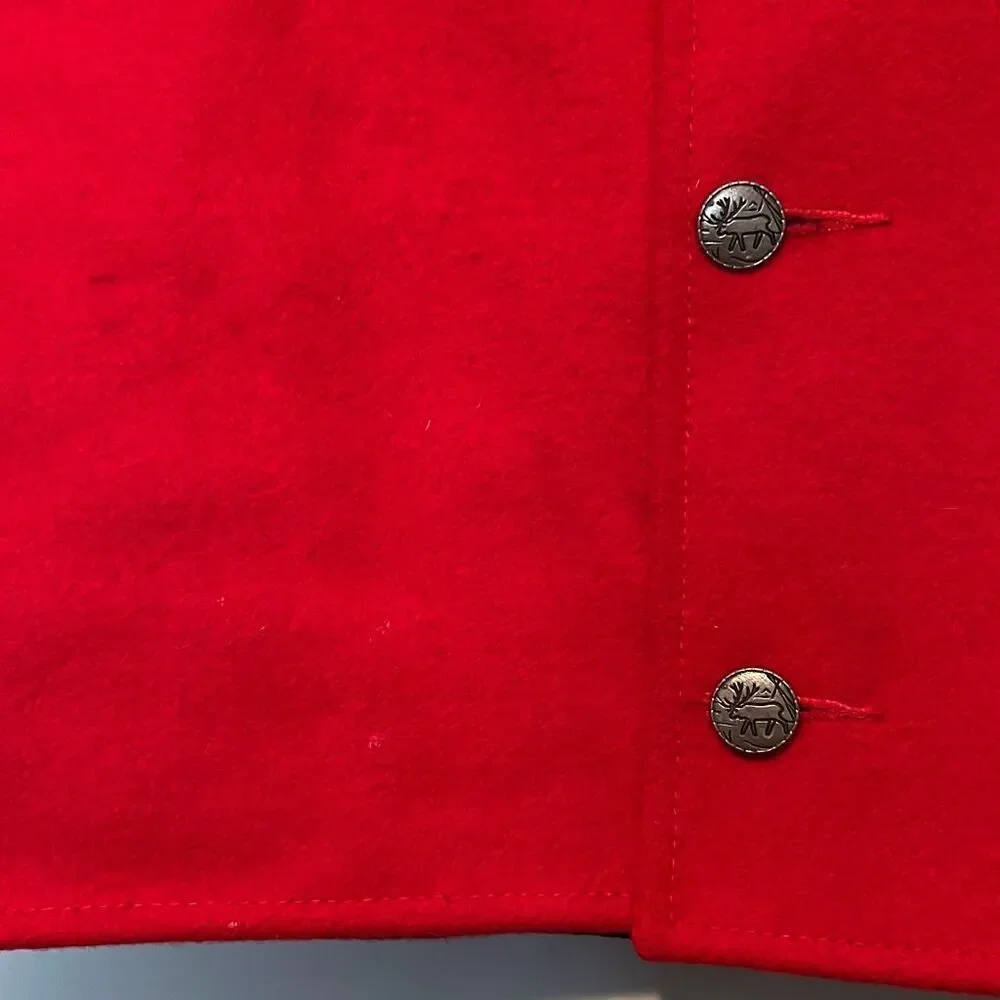 Johnson Woolen Mills Kid’s Red Wool V-Neck Three Button Sleeveless Vest